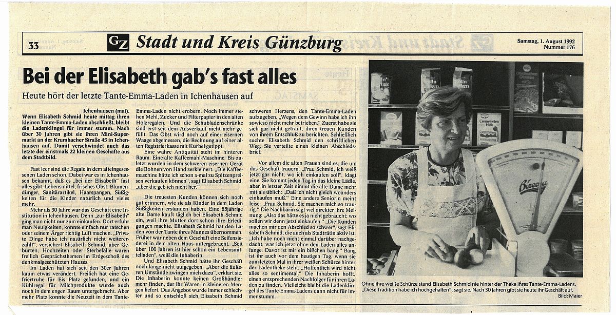 Bericht Günzburger Zeitung - August 1992